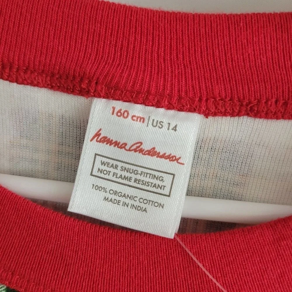 Hanna Andersson Girls‎ Pajama Top 14 Red Plaid Holiday Long John Long Sleeve